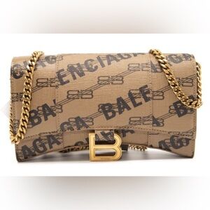Balenciaga Hourglass License Logo Coated Canvas Wallet on a Chain.